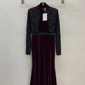 Self-Portrait patchwork lace long-sleeved dress